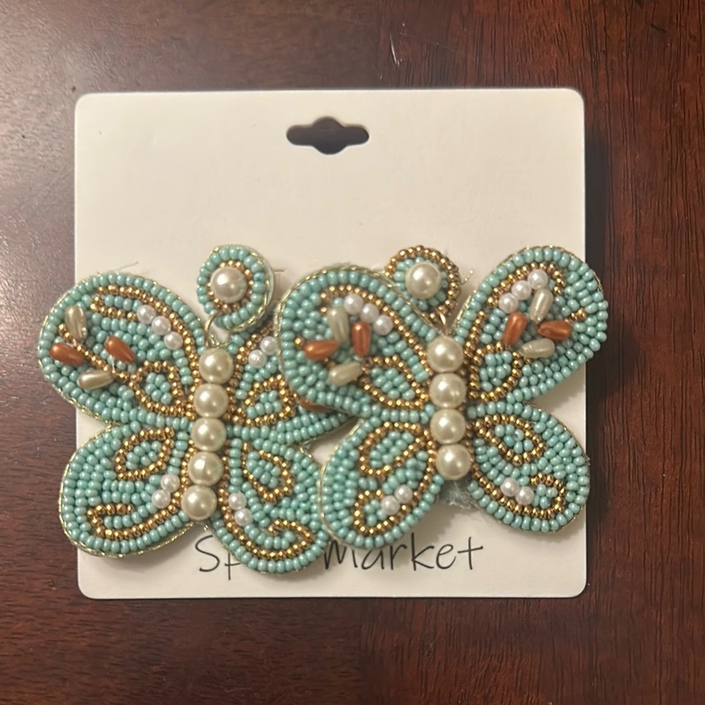 Beaded Butterfly Hair Clips
